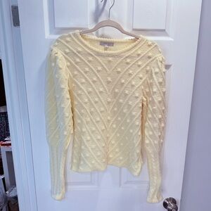 FAVLUX EUC Ivory Textured Knit Popcorn & Chevron Sweater